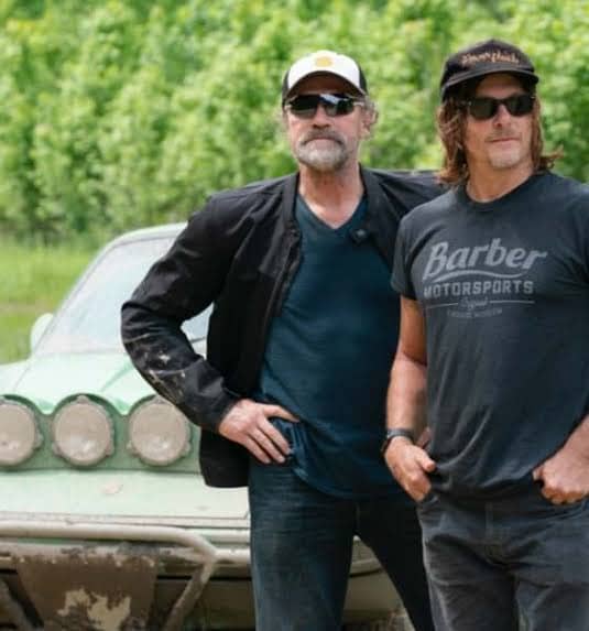 Michael Rooker and Norman Reedus in the woods